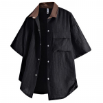 8XL Suur L&uuml;hikeste Varrukate S&auml;rk Meeste Kontrastne Retro Kerge P&auml;ikesekaitse Lahtine S&auml;rk 8XL/125-132KG must