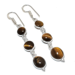 Natural Tiger Eye Gemstone 925 Sterling Silver Jewelry Earring 2.44 j4v66