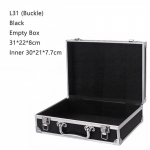 Kaasaskantav alumiiniumist kandekohver parooliga, ohutusvarustuse ja instrumentide hoiustamiseks, reisimiseks, k&auml;eshoitav t&ouml;&ouml;riistakast lukuga L31 Black Buckle Empty box