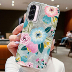 V&auml;rviline gradient roosa liblika leopardimustriga Samsung Galaxy A16 A36 A56 telefonikorpused kate silikoonist l&auml;bipaistev pehme TPU p&otilde;rkeraud k&otilde;va PC tagakaas Samsung A16 valge