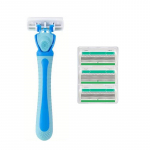 1 K&auml;epide + 18 Tera/ Naiste Manuaalne Ohutusrazor 6-kihilised Roostevabast Terasest Karvaeemaldus Raseerimisterad Vahetatav Raseerimispea