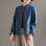 Denimjakk Naiste Retro Suur Suurus Etniline Stiil Plaatslukk V&auml;lisriided Vabaaja Denimjakk 4XL