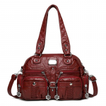 Naiste suure mahutavusega k&auml;ekott, pendelr&auml;nduri &otilde;lakott, pehmest nahast crossbody kott punane