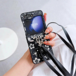 Liblika Lille PU Nahast Ristkandmiskaelapaelaga Telefoni&uuml;mbris Samsung Galaxy Z Flip 6 5 4 3 5G jaoks, Hingekaitse, P&otilde;rutuskindel Kate For Galaxy Z Flip 4