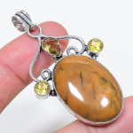 Natural Ocean Jasper, Citrine 925 Sterling Silver Jewelry Pendant 2.48 u4h92