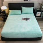 Talvine Soe Pl&uuml;&uuml;sist Frotee Elastne Voodilina Madratsikate Kohev Sametfliis Voodipesu Paar Termiline Kahekohaline Voodi King Size 120x200 cm Only Sheet roheline