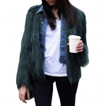 Naiste pikkade varrukatega kohev mantel avatud esiosaga kunstkarusnahast kampsun karvane parka shaggy jakk talvine soe pealisr&otilde;ivas M must