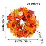 1 tk 40cm S&uuml;gis kodukaunistus p&auml;rg, L&otilde;ikuspeo dekoratsioon v&auml;lisukse p&auml;rg, k&otilde;rvits, Nisup&auml;hikud, &otilde;led, vahtralehtede p&auml;rg 40cm