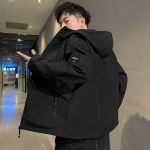 Kapuutsiga jakk meeste kevad- ja s&uuml;gise Korea trendijope Meeste tudengite vabaaja topp 4XL must