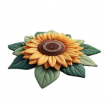 3D Sunflower Floral Plush Rug Non-Slip Backing Easy to Clean Various Sizes Living Room Rug Home Decor 60cm K