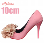 Aphixta Kuuma M&uuml;&uuml;gi Lilled Super K&otilde;rged 10cm/12cm Stilett Kontsaga Kingad Pumbad Soolise Muutuse Naiste Sametised Kontori Vabaaja Kingad Suurused 49 50 37