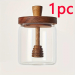 1/2/3tk Klaasist Mesi Purk Mesi Pott &Otilde;hukindel T&auml;iustatud Klaasist Suletud N&otilde;u Segamispulk Puidust Kaas L&auml;bipaistev Mesi Pudel