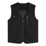 Meeste Puuvillane Suur Suurus Vest, Mitmetaskuline Funktsioon, Reporteri Vest, Vabaaja Vest, Kalastus, Pesemata Varrukateta 4XL must