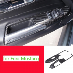 Carbon Fiber Car Window Control Switch panel Decor Frame Cover for Ford Mustang 2015 2016 2017 2018 Car Styling A1(black)