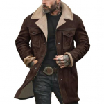 Meeste jope s&uuml;gistalvine villane mantel rev &Uuml;herealine keskmise pikkusega tuulekindel jope seemisnahast mitme taskuga &uuml;ler&otilde;ivad S kohv