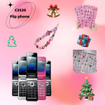 Eakatele sobiv C3520 2G klaptelefon helmeheliga kaelapaelaga Rose Red Standard + Random Bead Sticker Package