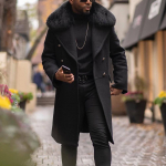 Mood Meeste Mantlid S&uuml;gis Talv Briti Suur Suurus Streetwear &Uuml;ler&otilde;ivas Karusnahast Kraega Mantel Mees Villane Mantel Pealisr&otilde;ivad Kampsun M must