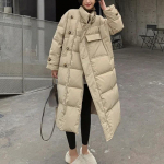 P&uuml;stkrae Tuulekindlad Mantlid Talv Naised N&ouml;&ouml;bid Suured Taskud Pikk Parka Paksendatud Soojem Puuvillane Jakk Korea Puhvjakk S parkkoor