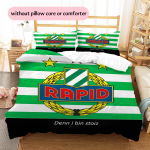 Rapid Wien Mustriga Voodipesu Tekikott Komplekt Kodu Kaunistus Kingitus (1 * tekikott + 2 * padjap&uuml;&uuml;ri ilma s&uuml;damikuta) 135x200cm