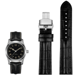 Hamiltoni ehtsast nahast k&auml;ev&otilde;ru Khaki H7060573 Veisenahast k&auml;ev&otilde;ru Krokodillinahast tekstuuriga rihm 20mm 22mm Meeste Must pruun 22mm black