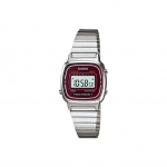 CASIO VINTAGE Roostevabast terasest rihmaga k&auml;ekell Meeste kellad Punase sihverplaadiga kell LA670WA-4 Silver Strap