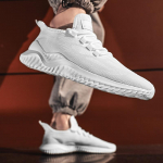 MAEDEF Meeste V&otilde;rk-Vabaaja Jalan&otilde;ud Hingavad K&otilde;rge Kvaliteediga Tossud Suvised Paelad Kerged Mustad Suured Jalutusk&auml;imiseks Mehele Tennisejalats 39 valge