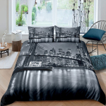 New York City Kuldsete Kaarte Sild 3D Prindiga Voodipesukomplekt Hubane Pehme Tekikott King Queen Twin Single Suurused S&uuml;nnip&auml;evakingitus Magamistoa Dekoor 100*200cm Single gray