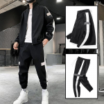 Meeste spordir&otilde;ivaste komplekt Kevad-s&uuml;gis Meeste spordidressi lapiline hip-hop dressipluus + p&uuml;ksid Meeste vabaaja jope t&auml;navar&otilde;ivaste spordidressid L must
