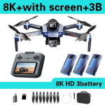 2026 Uus GT8 Droon GPS 8K Professionaalne HD Kahekaameraga 5G WIFI Harjadeta Mootorid Takistuste V&auml;ltimine Kokkupandav M&auml;nguasi Neljarootoriline 8K + 3 batteries