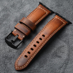 K&auml;sitsi valmistatud t&auml;isteranahast rihm &uuml;hilduv Apple Watch 9, 49mm 45 Vintage Paks Meeste Ehtne Nahk Ultra 41mm must