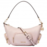 Michael Kors Merritt Monogrammiga Tr&uuml;kitud Nahast Crescent T&otilde;mblukuga K&auml;ekott V&auml;ikesed Naiste T&otilde;mblukuga K&auml;ekotid Roosa 35R6G0WC1L-FLAME Basic Set (Bag+Dust Bag)