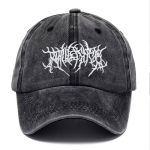Kohandatav vintage pestud puuvillane pesapallim&uuml;ts, reguleeritav, kulunud, trendikas tikand, rock, unisex, p&auml;ikesem&uuml;ts meestele ja naistele, mood must