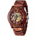 Punased puidust meeste mehaanilised k&auml;ekellad Vabaaja moeehted K&auml;ekell Kronograaf &Auml;rikingitused Reloj De Madera