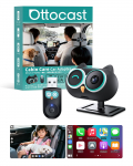 Ottocast Cabin Care Traadita CarPlay Tagumine Iste Live View Muudab juhtmega CarPlay'i tagumiseks istmeks Ottocast kabiinihooldus tagumine iste Auto laps Zero 1080P lai must