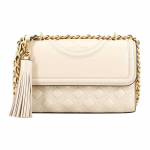 Tory Burch Fleming Matist Teemantmustriga Tuttripatsiga Kootud Kett Nahast Klapiga &Otilde;lakott Naiste &Otilde;lakott Valge 75576-122 Basic Set (Bag+Dust Bag)