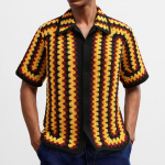 Meeste kootud heegeldatud l&uuml;hikeste varrukatega s&auml;rgid Vabaaja n&ouml;&ouml;pidega lahtine heegeldatud kraega s&auml;rgid Meeste suvepuhkus Vintage kootud golfi rannas&auml;rgid Top 3XL black