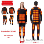 Unisex USB-toitega soojendusega termopesu komplekt k&uuml;lmakaitseks 3XL black