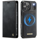 CaseMe-C49 2-&uuml;hes Eemaldatav Klapprahakott iPhone 17 Pro Maxile Luksuslik Premium PU Nahast Kaardipesa Hoidik Telefonikate 17*8.5*2.2cm must