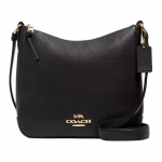 COACH Ellie 26 Metalllogo T&otilde;mblukuga Sulgemine Peen Teraline Nahk Praktiline &Otilde;la- Crossbody Kott Keskmine Naiste Must must