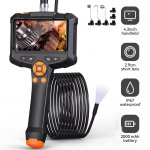 T&ouml;&ouml;stuslik endoskoopkaamera 4,3-tolline &uuml;he kahe objektiiviga HD 1080P autokontrolli boreskoop IP67 veekindel kanalisatsioonikaamera LED-iga 1m