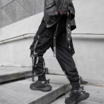 Joggers Cargo p&uuml;ksid meestele Casual Hip Hop Hit Color Tasku Meeste P&uuml;ksid Dressip&uuml;ksid T&auml;navar&otilde;ivad Paelad Techwear P&uuml;ksid XXL black