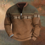 Meeste Retro Casual gradienttr&uuml;kiga kampsun S pruun