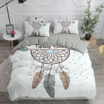 Valge V&auml;rviline Unep&uuml;&uuml;dja Voodipesukomplekt T&uuml;drukutele T&auml;iskasvanutele Etniline Mandala Tekikott Boheemlaslik Stiil Voodikate Unep&uuml;&uuml;dja EU Single 90x200cm