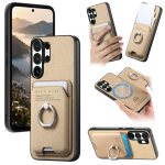 Luksuslik nahast kaardipesa hoidjaga telefoni&uuml;mbris Samsung S26 S25 Edge FE Ultra S24 Plus S23 S22 S21 jaoks, jalaga, kokkupandav kate Galaxy S26 Ultra aprikoosi