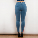 Shascullfites Melody Naiste Kitsad Teksap&uuml;ksid K&uuml;lgtriibulised Keskmise V&ouml;&ouml;koht Tuharat T&otilde;stvad Push-up Leggingsid Denim Pliiatsip&uuml;ksid XS