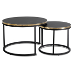 Aron kohvilaudade komplekt 70 cm/50 cm must marmor Glamour