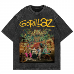 100% Puuvill Vintage Pesuga Gorillaz The Mountain T-s&auml;rk Moodsad Naiste Esteetilised Retro &Uuml;le suurusega L&otilde;dvad Happepesuga T-s&auml;rgid S mitmev&auml;rviline