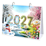 Teemantmaalimine 2027 Lauakalender Mittepleekiv Lauapealne 2027 Kalendrid Pad Uusaasta Lauakaunistus Kodu kontori jaoks gray