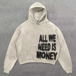 Y2k retro gooti mood kolju kapuutsiga pusa s&uuml;gis ja talv hip-hop pikkade varrukatega jakk lai kapuutsiga dressipluus S gray