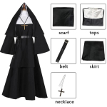 &Otilde;udusfilmid Nunn Cosplay Kost&uuml;&uuml;m The Conjuring Cosplay Must Naiste Kaelakee Rist Kummitus Naistele Kost&uuml;&uuml;m Halloweeni Kost&uuml;&uuml;m M black